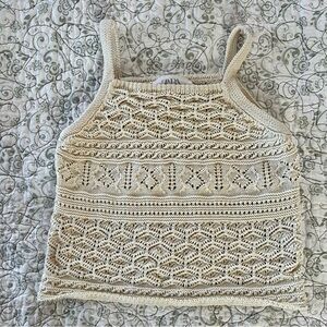 Zara Kids’ Ivory Crochet Cotton Knit Crop Top Size 11-12 yrs Bohemian Feminine